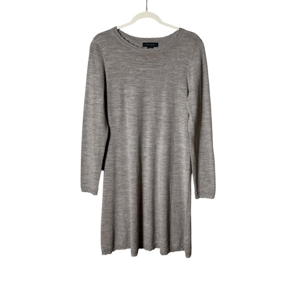 Tahari Merino Wool Midi Sweater Dress Large Quiet Luxury Neutral Brown Forest - Picture 1 of 6